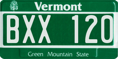 VT license plate BXX120