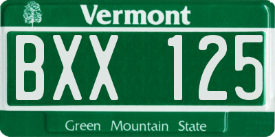 VT license plate BXX125