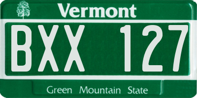 VT license plate BXX127