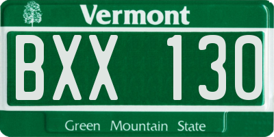 VT license plate BXX130