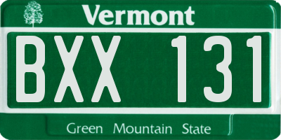 VT license plate BXX131