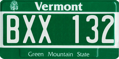 VT license plate BXX132
