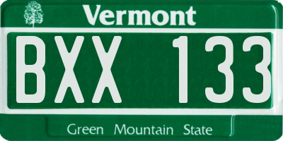 VT license plate BXX133