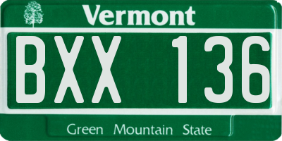 VT license plate BXX136