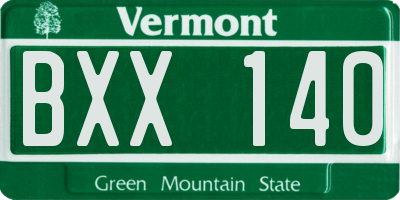 VT license plate BXX140