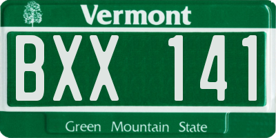 VT license plate BXX141
