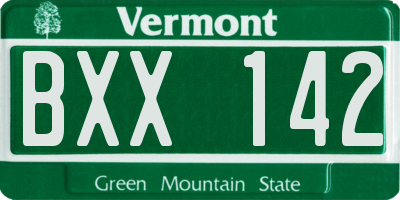 VT license plate BXX142