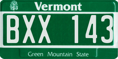 VT license plate BXX143