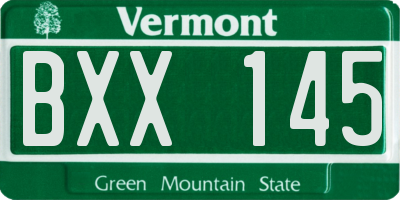 VT license plate BXX145