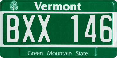 VT license plate BXX146