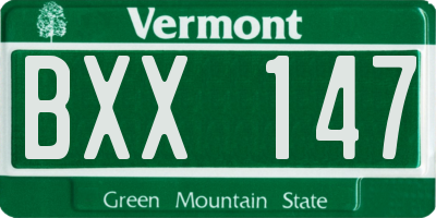 VT license plate BXX147