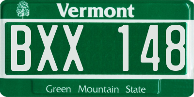 VT license plate BXX148