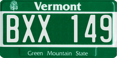 VT license plate BXX149