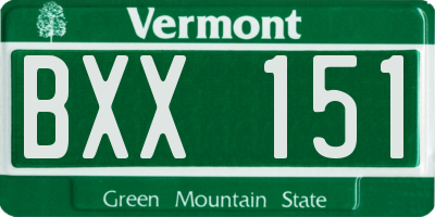 VT license plate BXX151