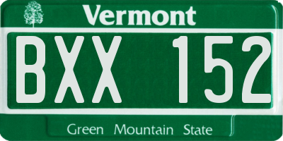 VT license plate BXX152
