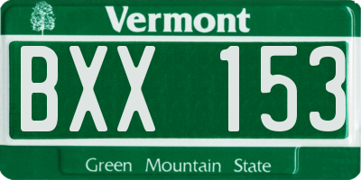 VT license plate BXX153