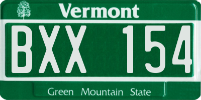 VT license plate BXX154