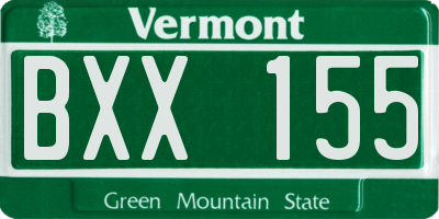 VT license plate BXX155