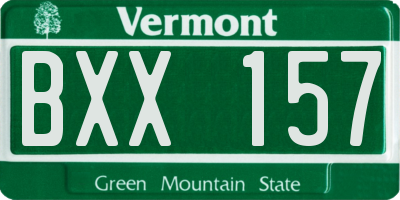 VT license plate BXX157