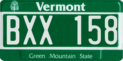 VT license plate BXX158