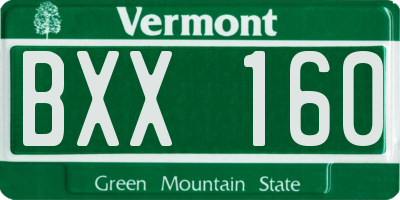 VT license plate BXX160
