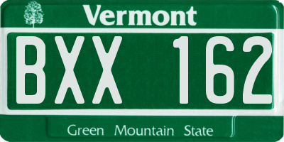 VT license plate BXX162