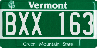 VT license plate BXX163