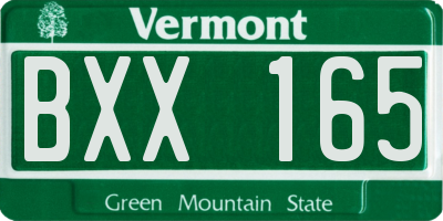 VT license plate BXX165