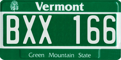 VT license plate BXX166