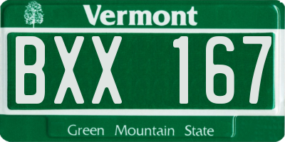 VT license plate BXX167