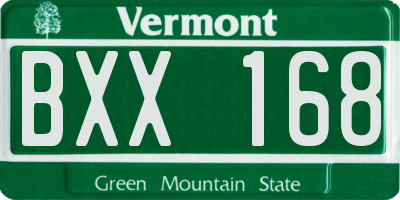 VT license plate BXX168
