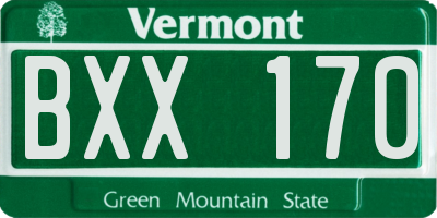 VT license plate BXX170