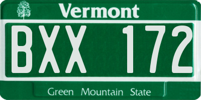 VT license plate BXX172