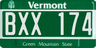 VT license plate BXX174