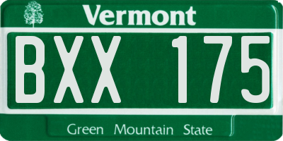 VT license plate BXX175