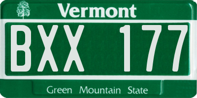VT license plate BXX177