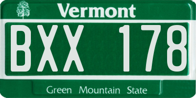 VT license plate BXX178