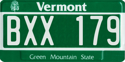 VT license plate BXX179