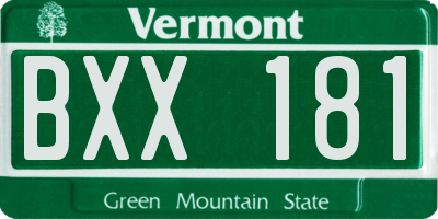VT license plate BXX181