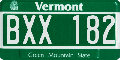 VT license plate BXX182