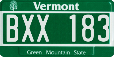 VT license plate BXX183