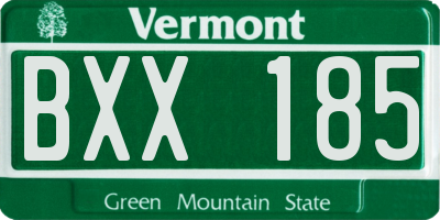 VT license plate BXX185