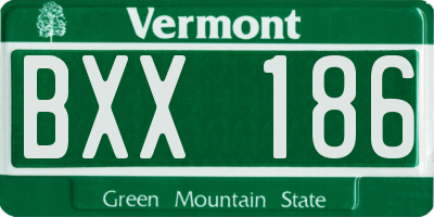 VT license plate BXX186
