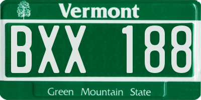 VT license plate BXX188