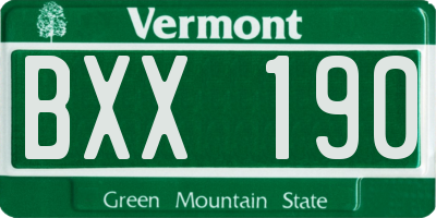 VT license plate BXX190