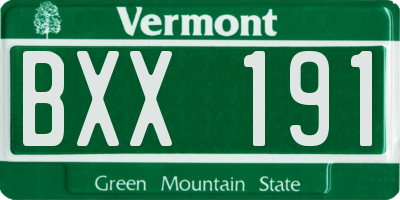 VT license plate BXX191