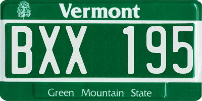 VT license plate BXX195