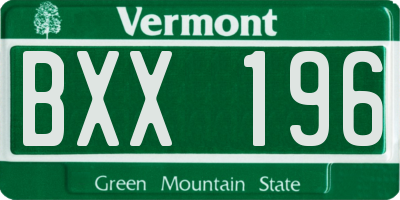 VT license plate BXX196