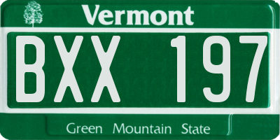 VT license plate BXX197