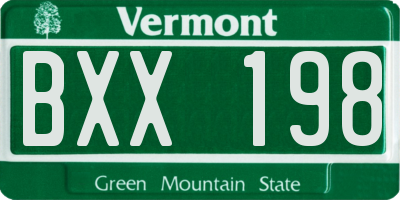 VT license plate BXX198